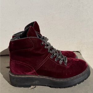 PRADA Burgundy Velvet Boots